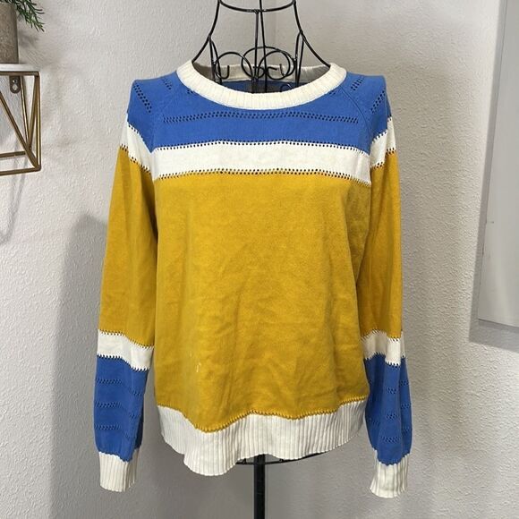 Cable Stitch Women's Colorblock Boxy Pullover Sweater | size S - Picture 2 of 8